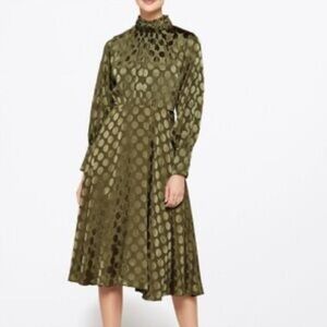 Calvin klein Elegant Olive Green Polka Dot Dress